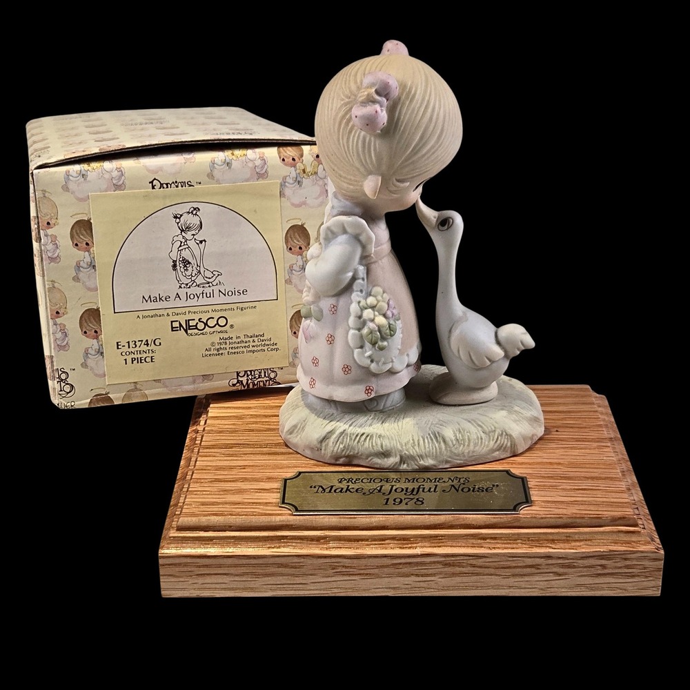 Precious Moments "Make A Joyful Noise" 1978 Figurine | Girl with Goose | Vintage